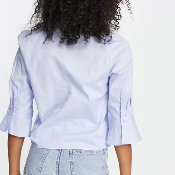 Gestuz Ibby Crop Shirt in Light Blue Front Tie Size 38/M 6 - Picture 6 of 10